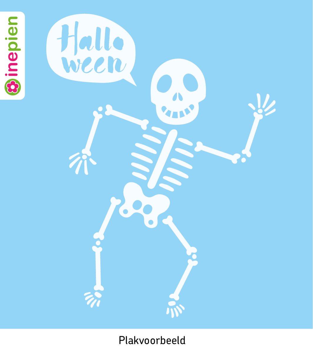 Inepien | herbruikbare raamsticker | Halloween | skelet | wit